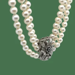 Vintage - Collier de perles de culture - fermoir or blanc