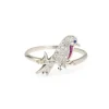 vintage Art Déco Bird Ring Conversion Platine Diamant Saphir Rubis