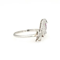 vintage Art Déco Bird Ring Conversion Platine Diamant Saphir Rubis
