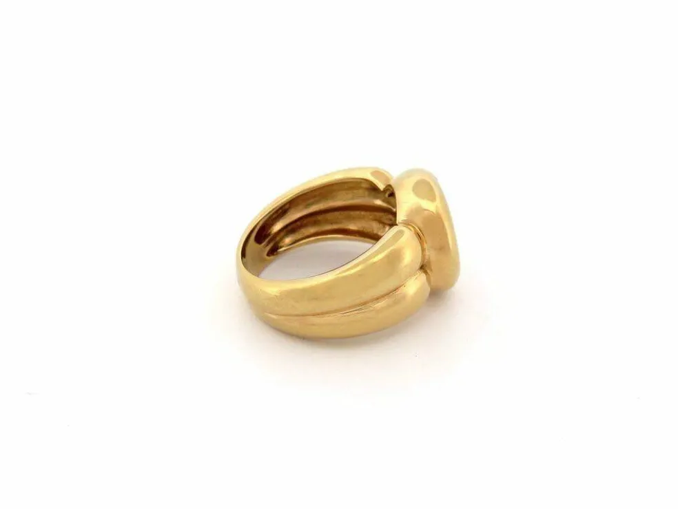 vintage bague double jonc 53 topaze bleu taille ronde or jaune 18k 10.8gr