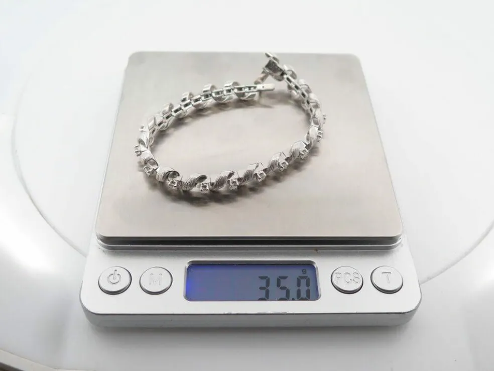 vintage bracelet art deco serti de 19 diamants 1.9ct en or blanc 18k 35gr