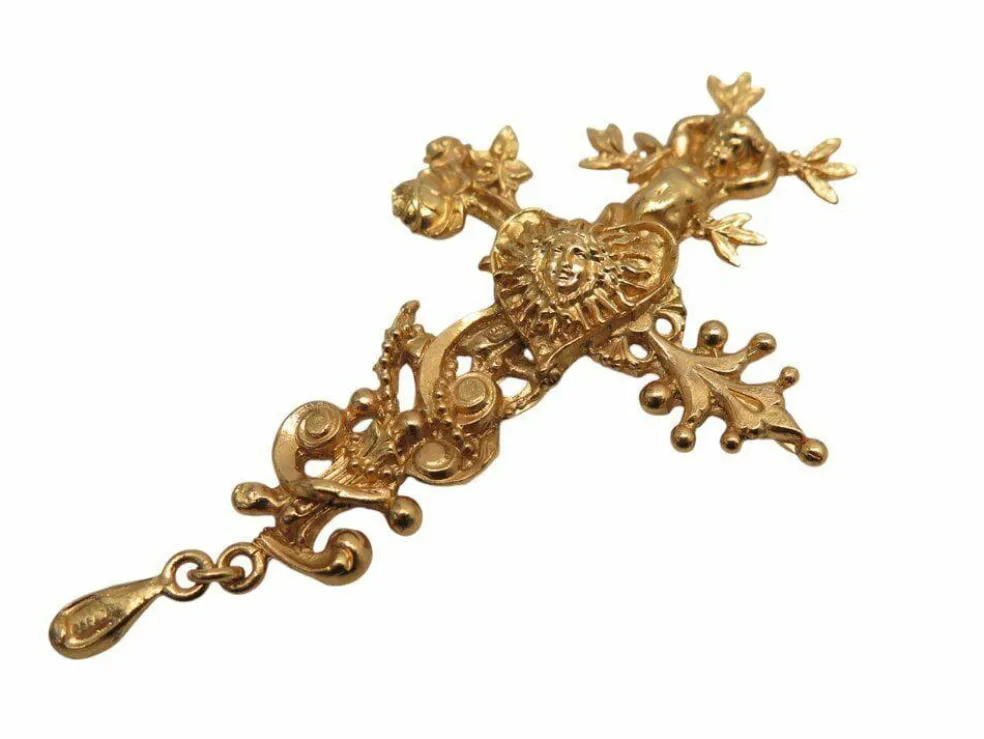 vintage rare broche CHRISTIAN LACROIX croix comedie francaise pendentif