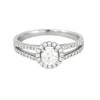 ZEINA - Corazon - Bague de fiançailles halo en platine et diamants