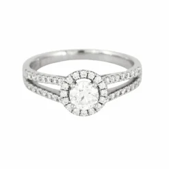 ZEINA - Corazon - Bague de fiançailles halo en platine et diamants
