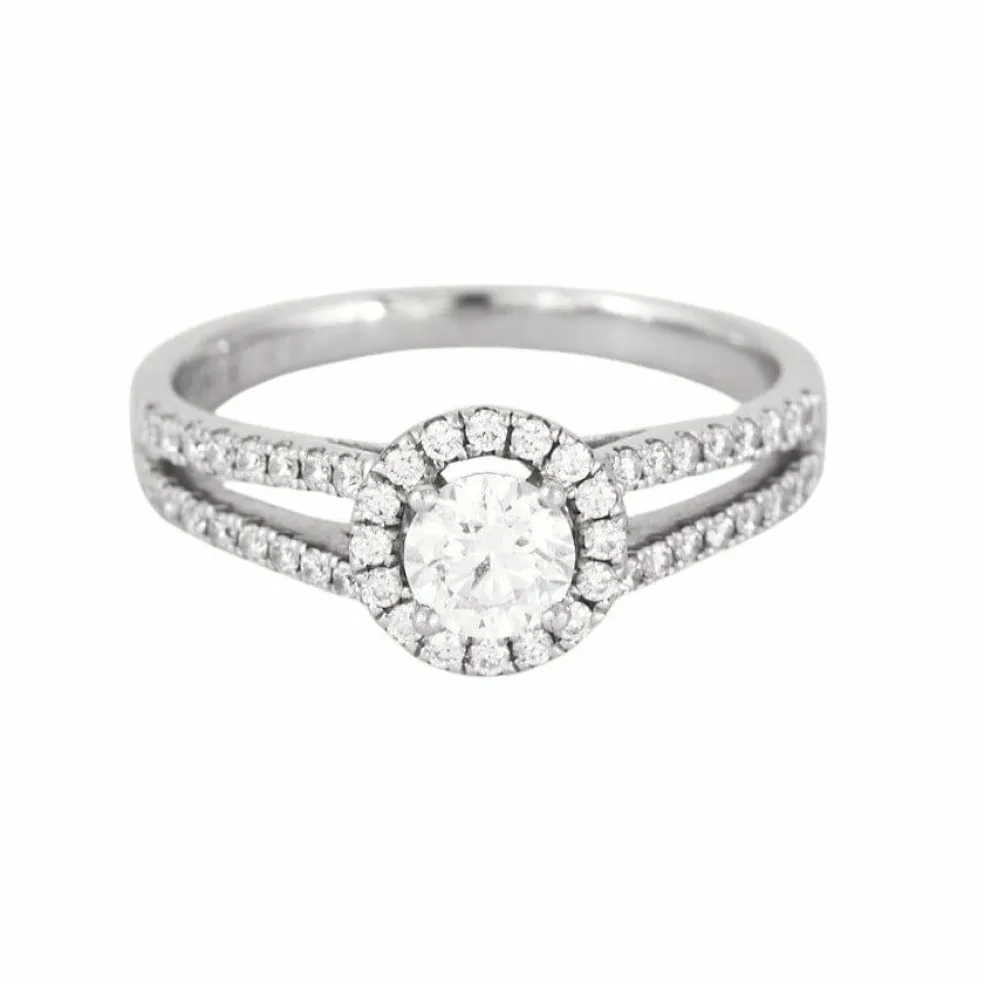 ZEINA - Corazon - Bague de fiançailles halo en platine et diamants