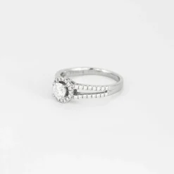 ZEINA - Corazon - Bague de fiançailles halo en platine et diamants