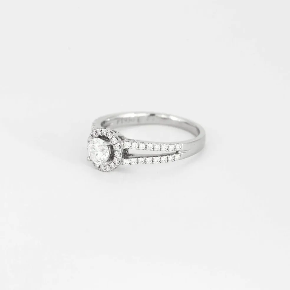 ZEINA - Corazon - Bague de fiançailles halo en platine et diamants