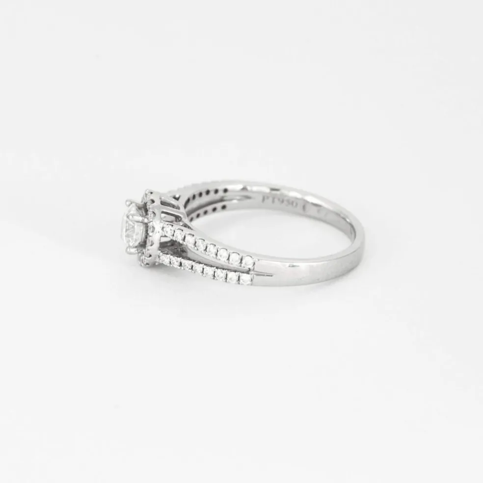 ZEINA - Corazon - Bague de fiançailles halo en platine et diamants