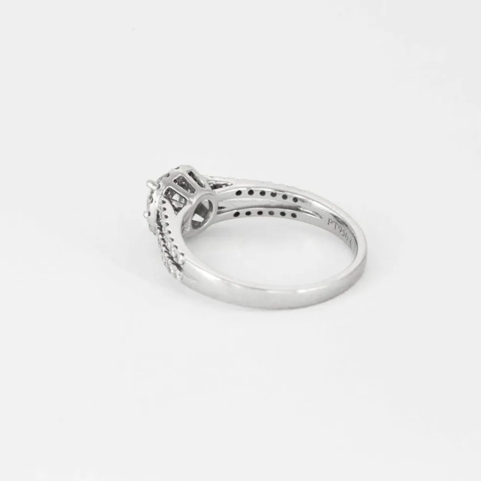 ZEINA - Corazon - Bague de fiançailles halo en platine et diamants