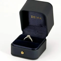 ZEINA - Corazon - Bague de fiançailles halo en platine et diamants