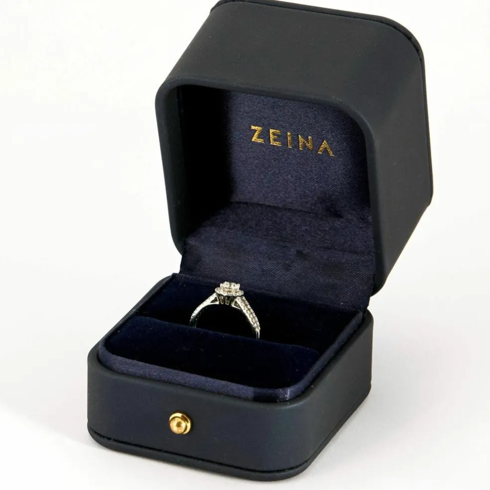 ZEINA - Corazon - Bague de fiançailles halo en platine et diamants