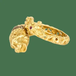 ZOLOTAS - Bague "Chimère" en or jaune, diamants et rubis
